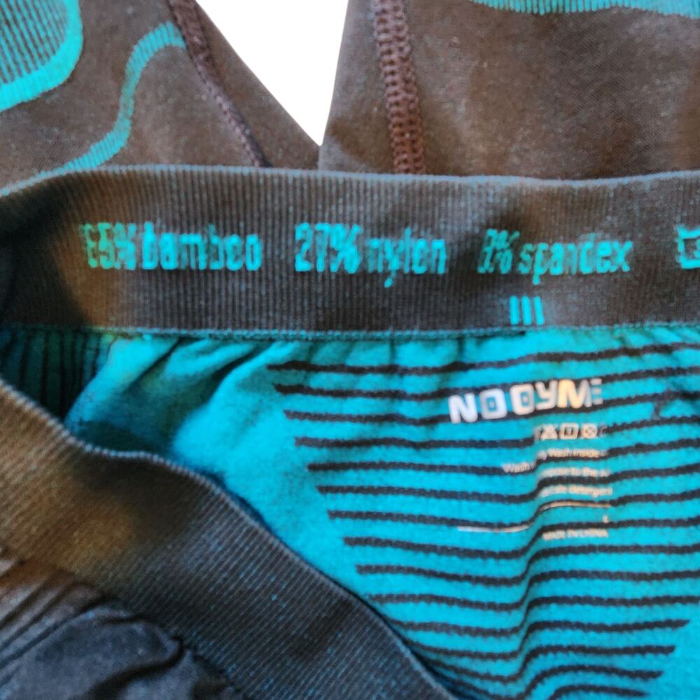 Nooyme Bamboo Compression Legging Base Layer Athletic Cycling teal & black sz L - Picture 4 of 8